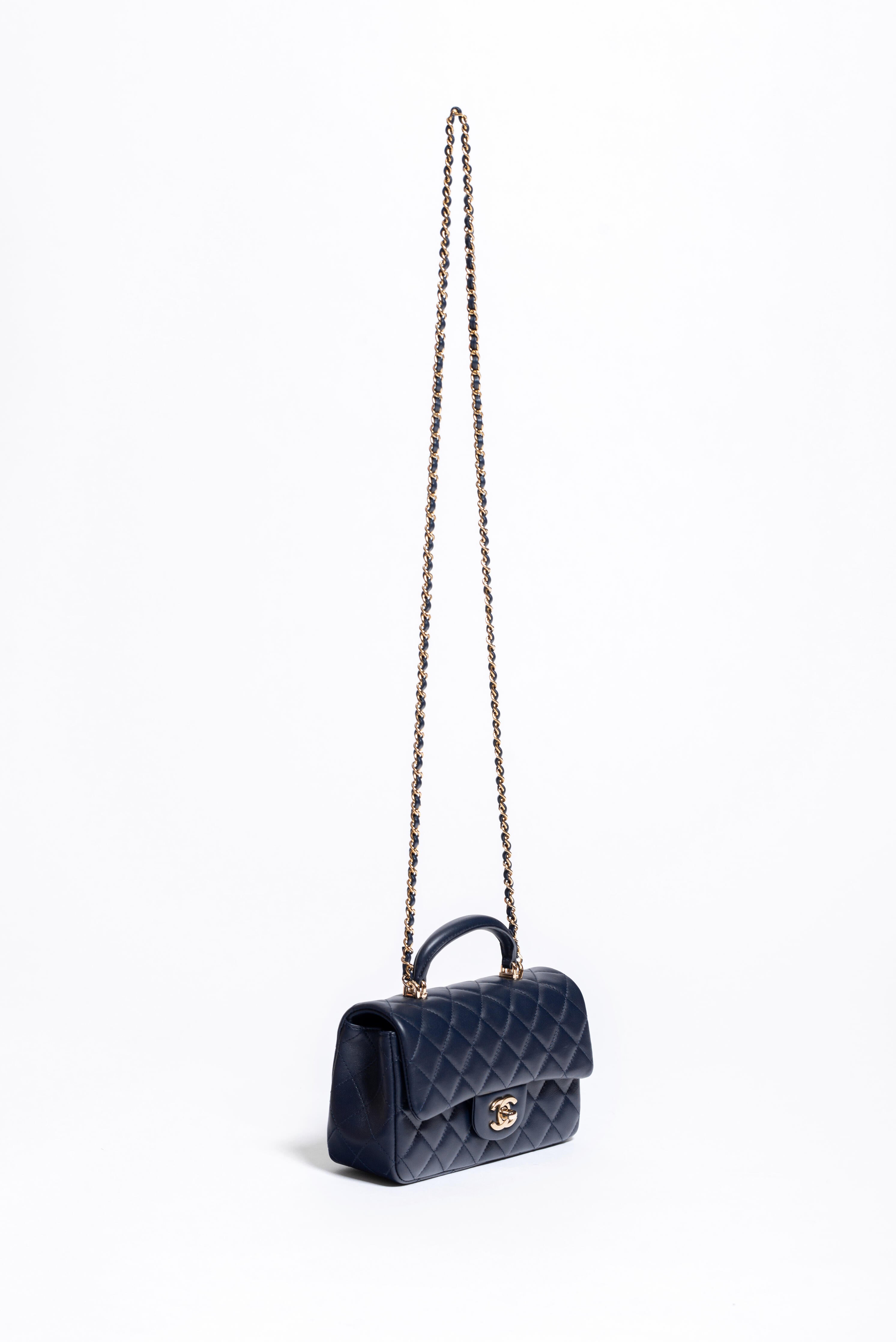 Chanel Mini Flap Top Handle Blu Navy