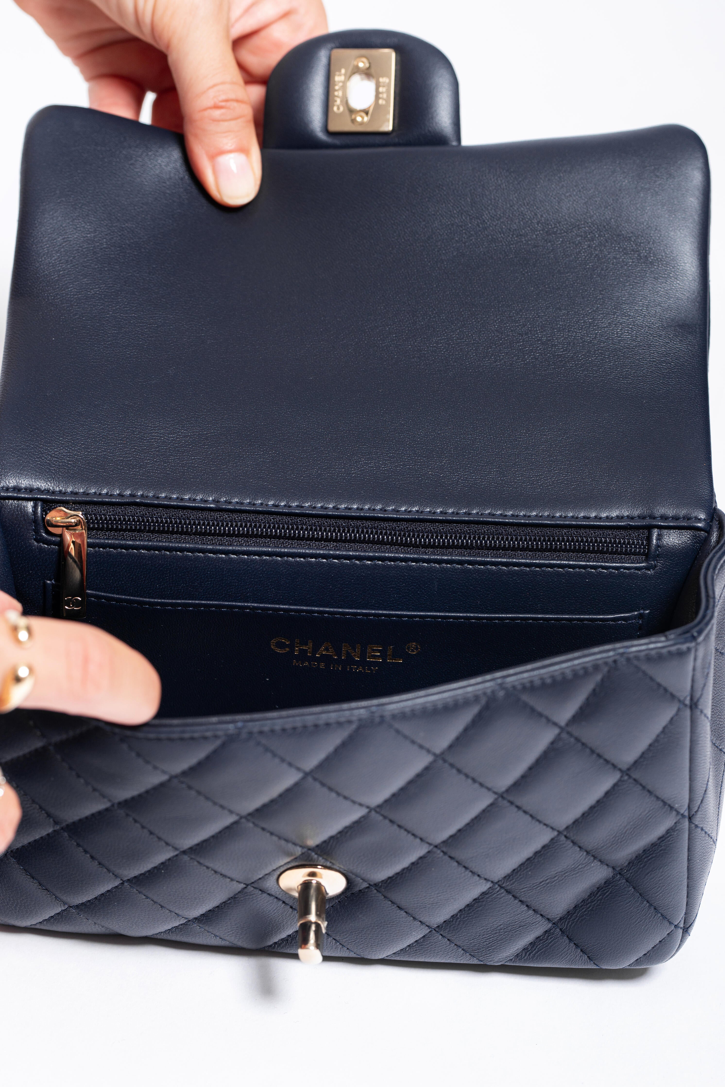 Chanel Mini Flap Top Handle Blu Navy