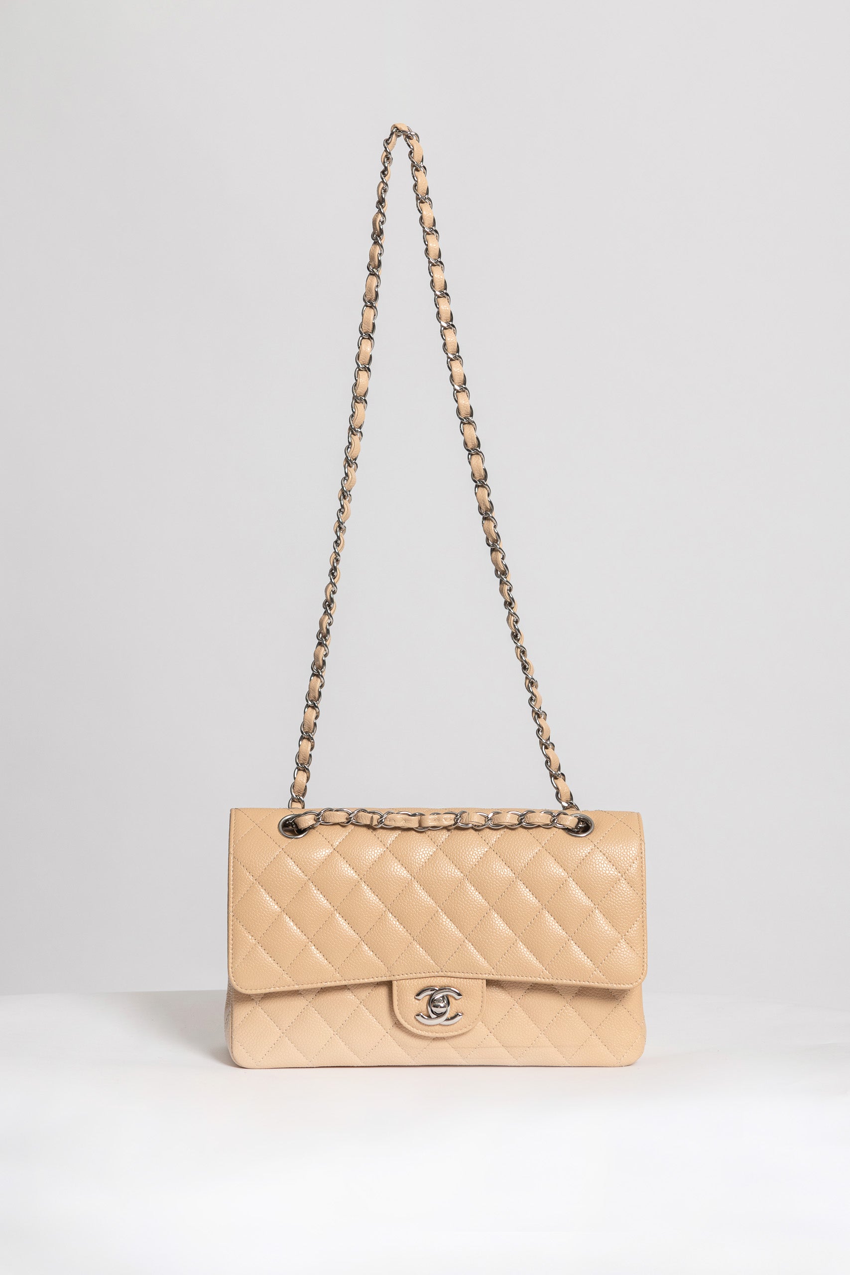CHANEL 11.12 BEIGE CAVIAR