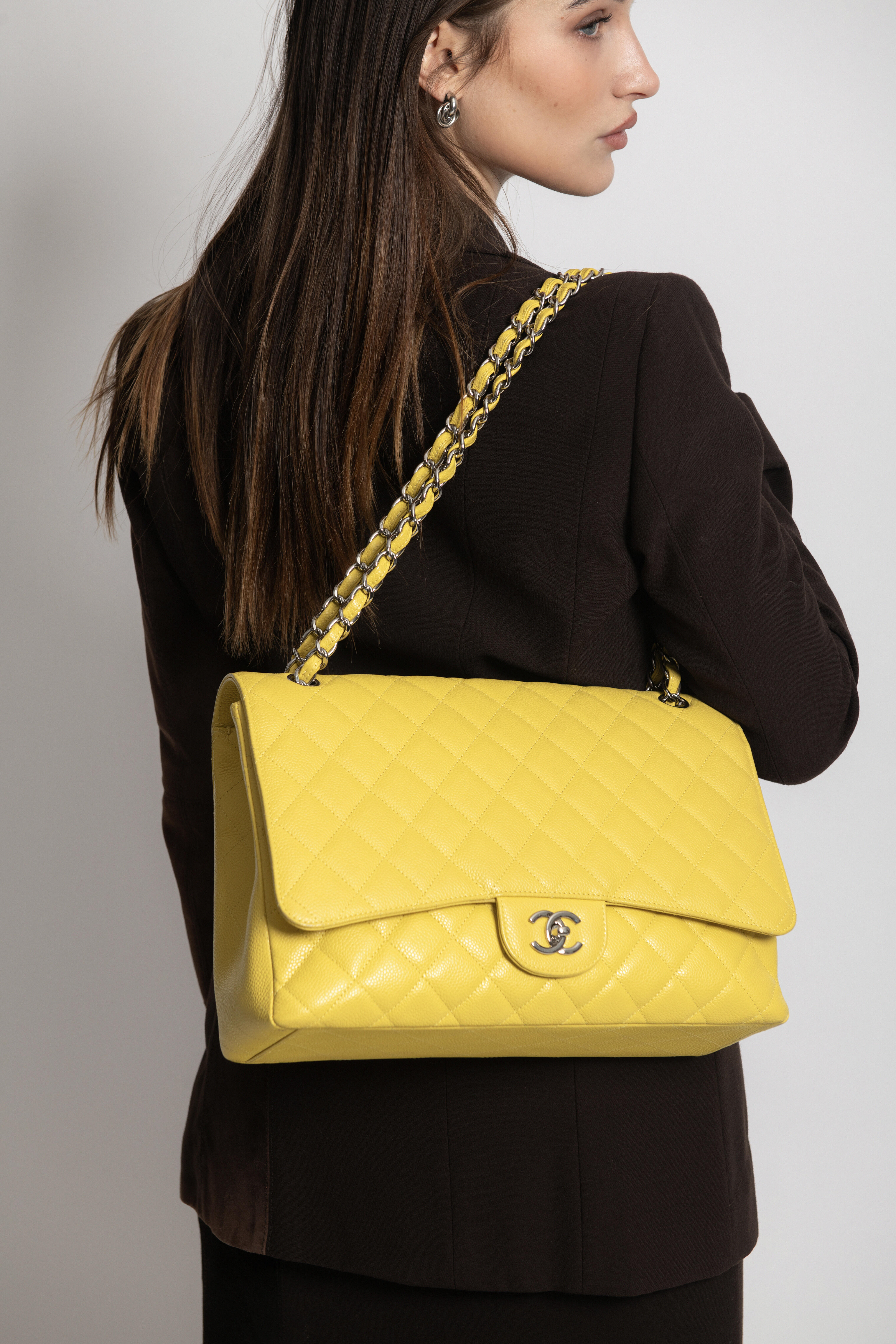 CHANEL MAXI JUMBO CAVIAR LIME - foto 4