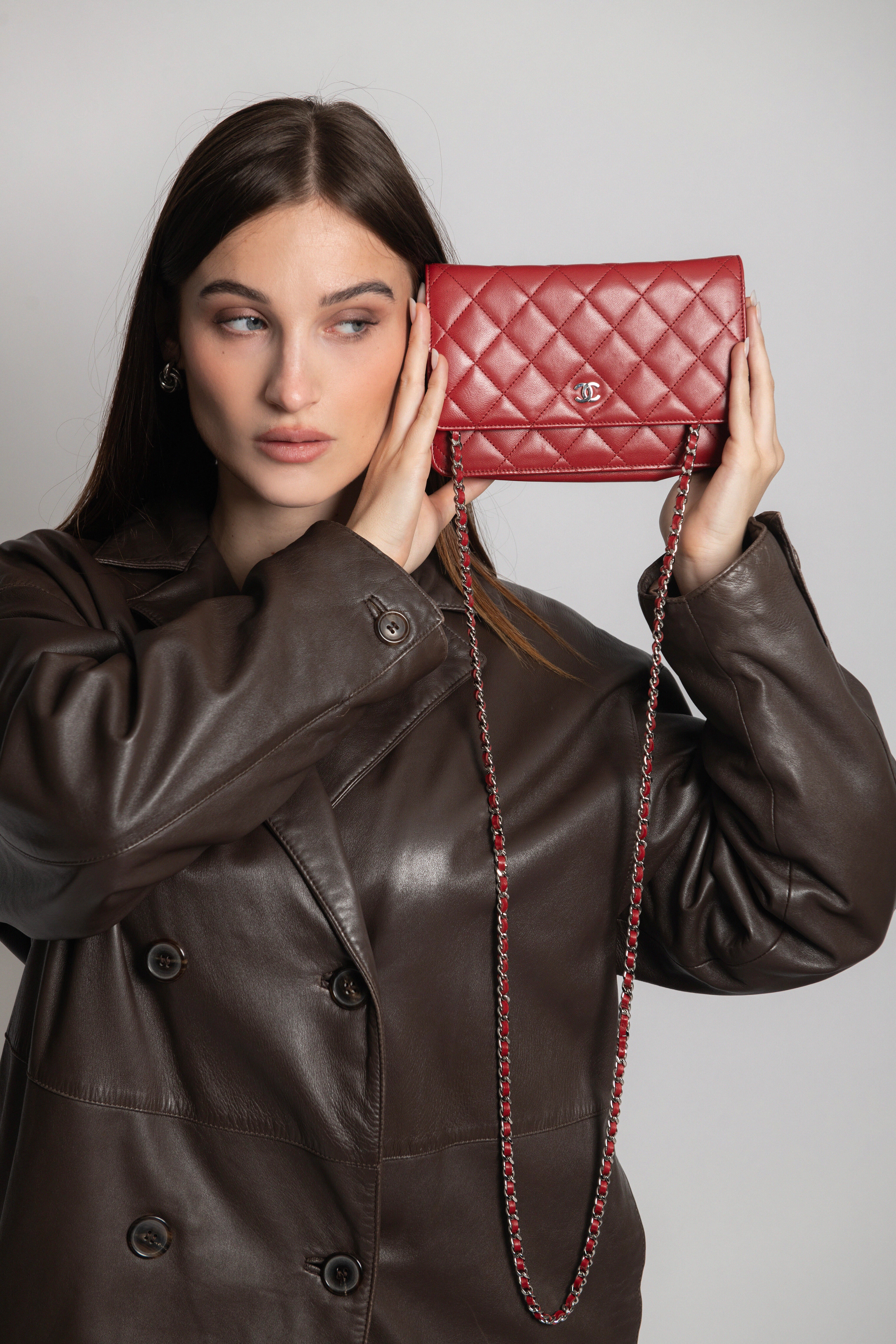 CHANEL WOC NAPPA ROSSO ARGENTO - foto 4