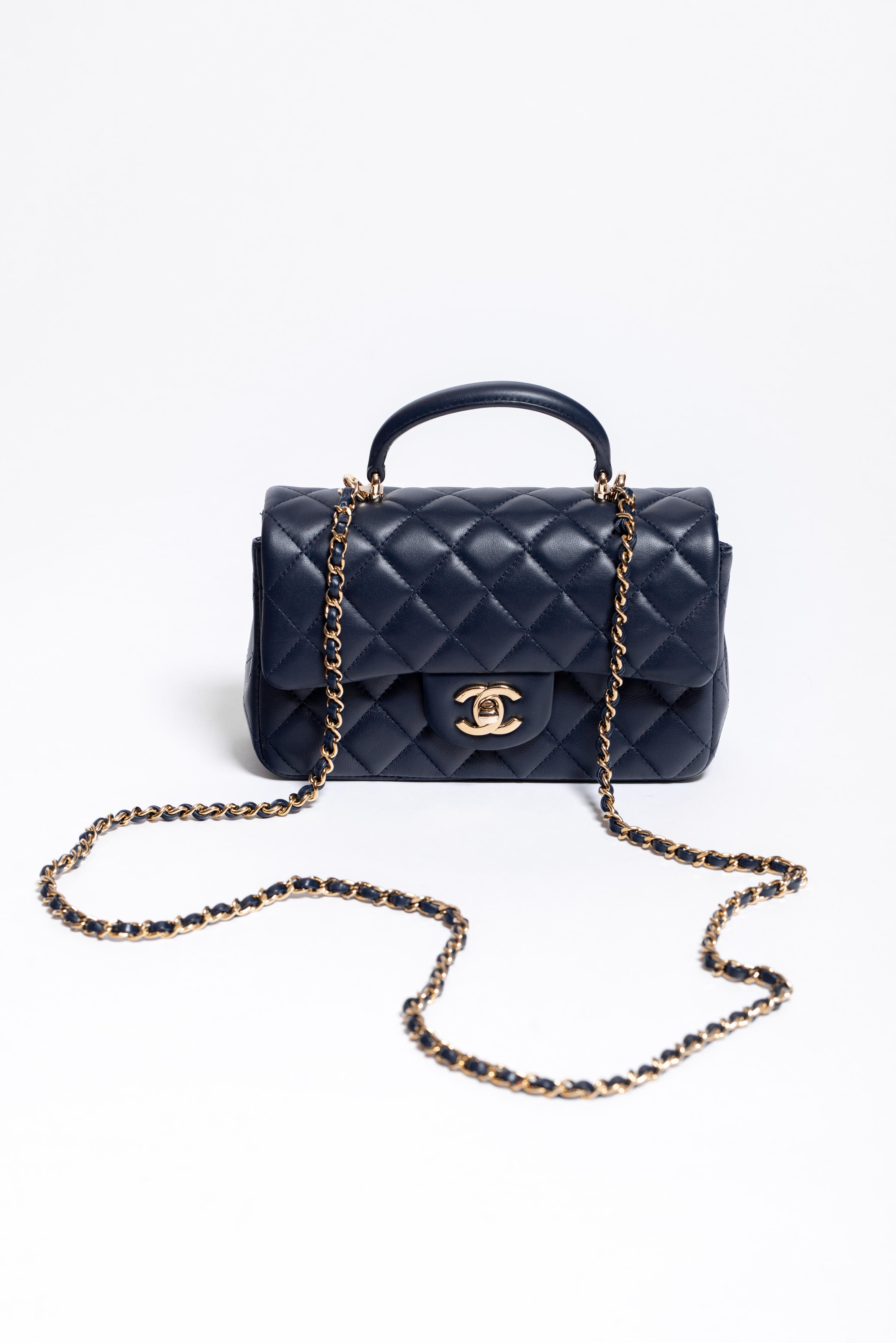 Chanel Mini Flap Top Handle Blu Navy