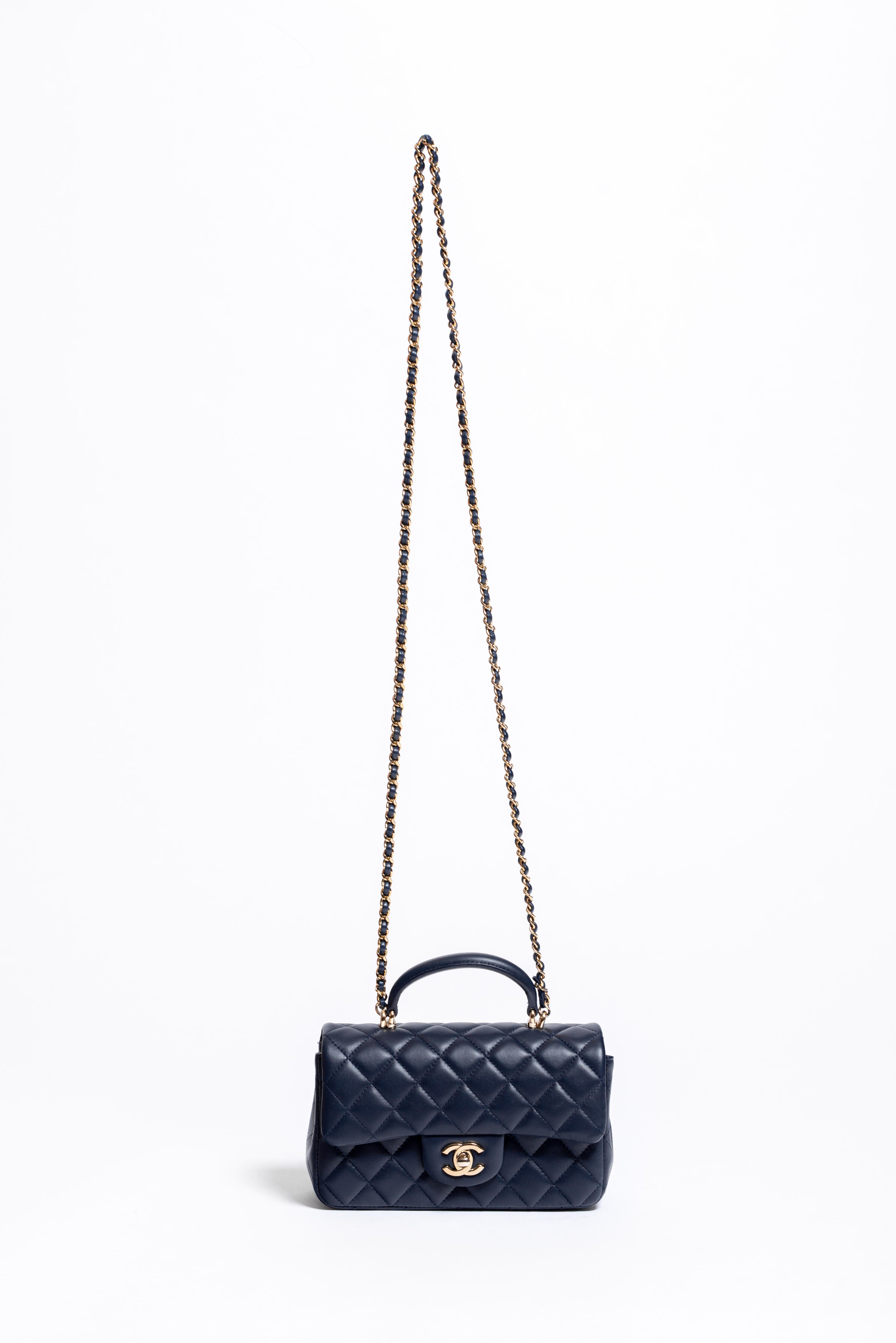 Chanel Mini Flap Top Handle Blu Navy