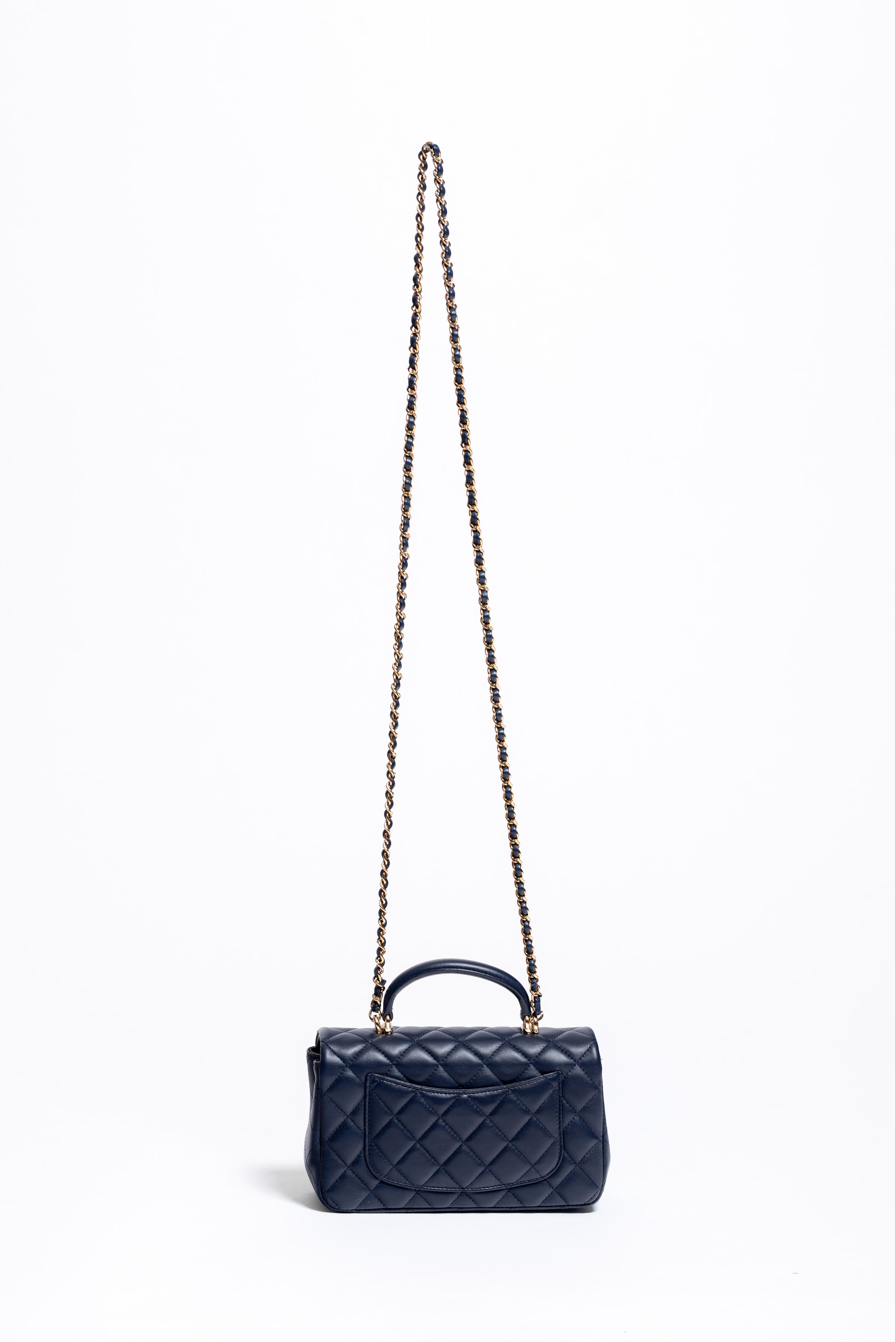 Chanel Mini Flap Top Handle Blu Navy